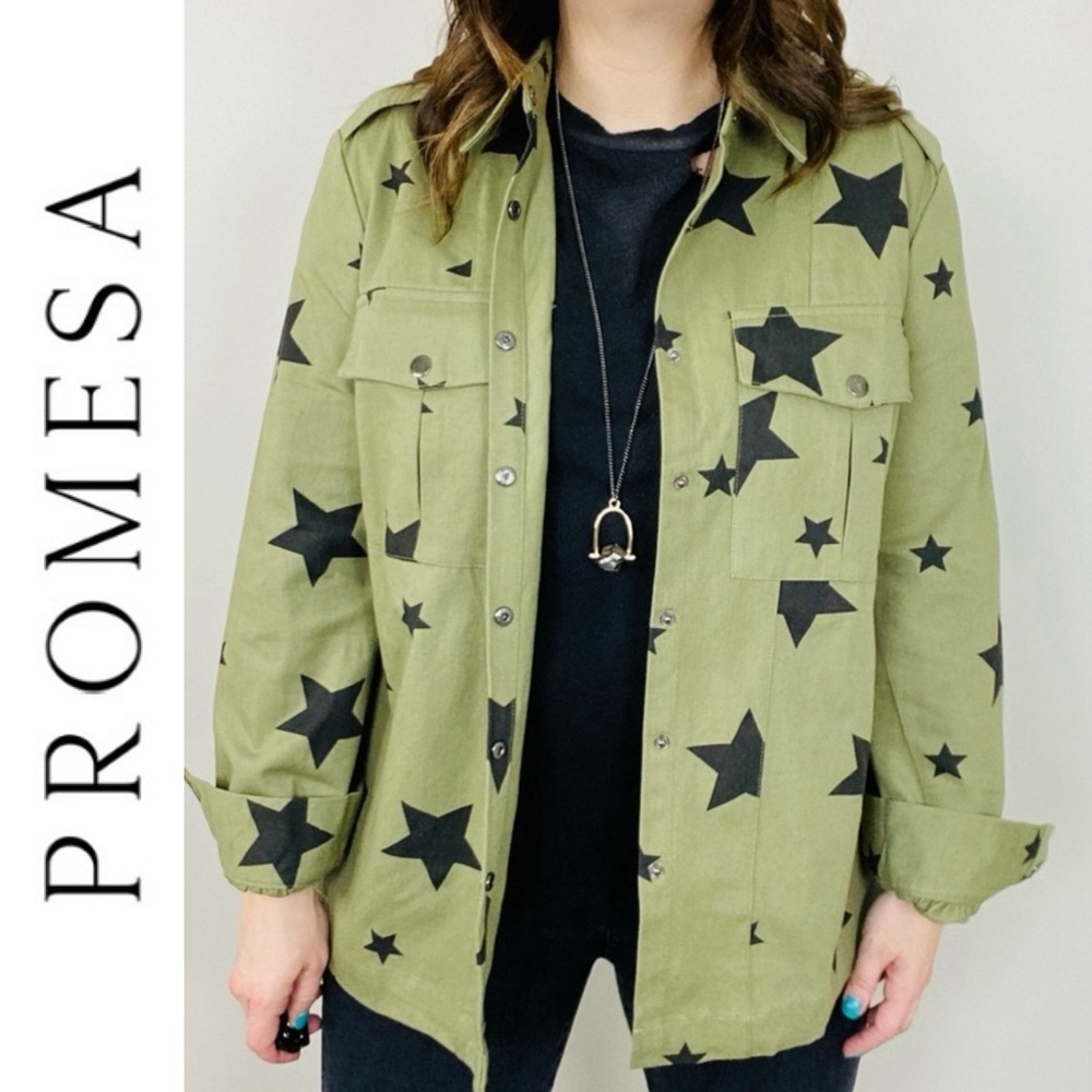 Process Alpha Bravo Star Military Print Jacket L